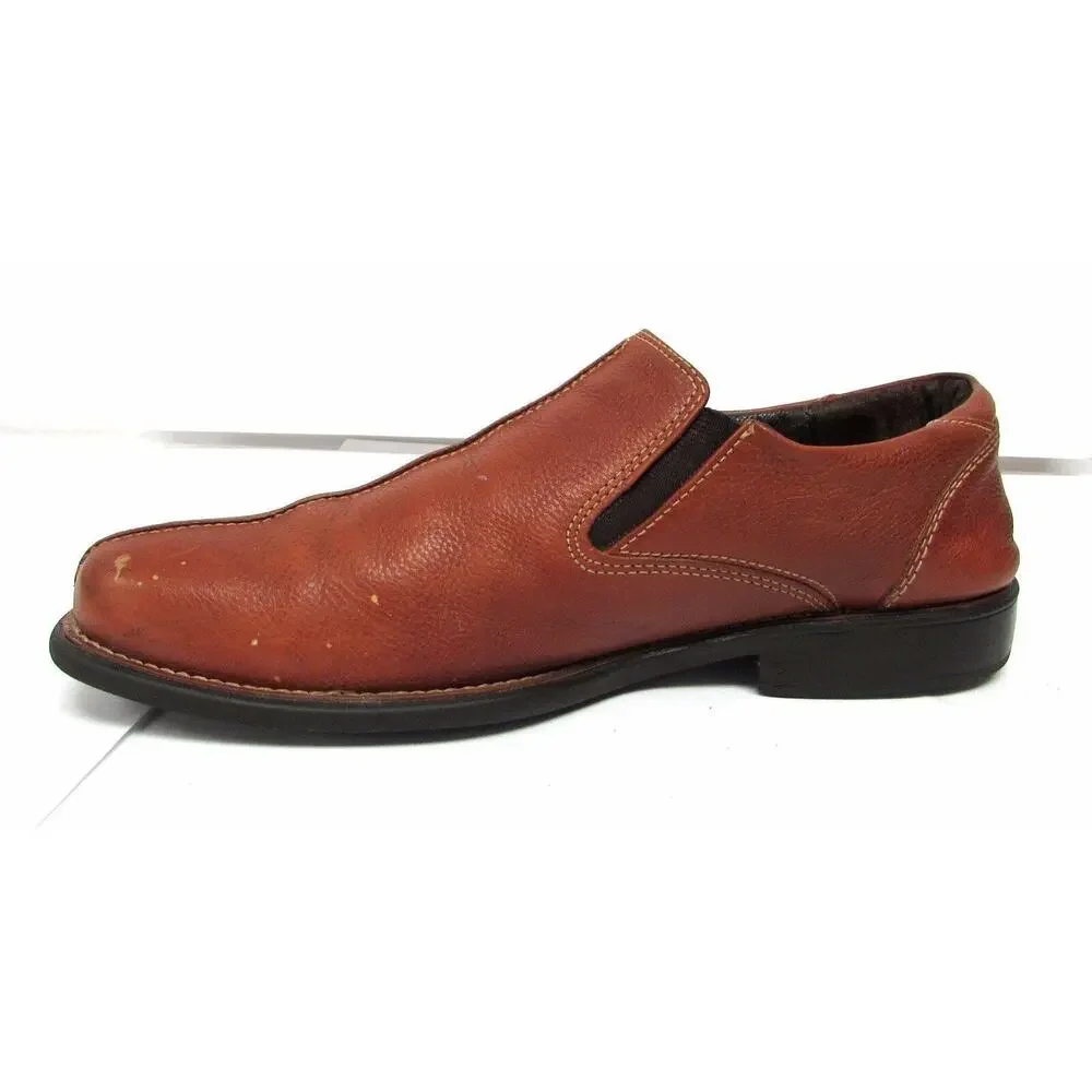 Johnston & Murphy men's 9 brown leather shoes loafers slip on comfort